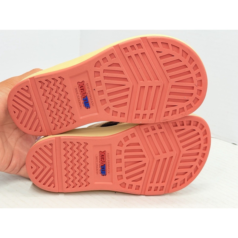 XTRATUF Pegasus South Shore Womens 6 Leather Flip Flops Tan Coral Slip Resistant - Picture 7 of 9